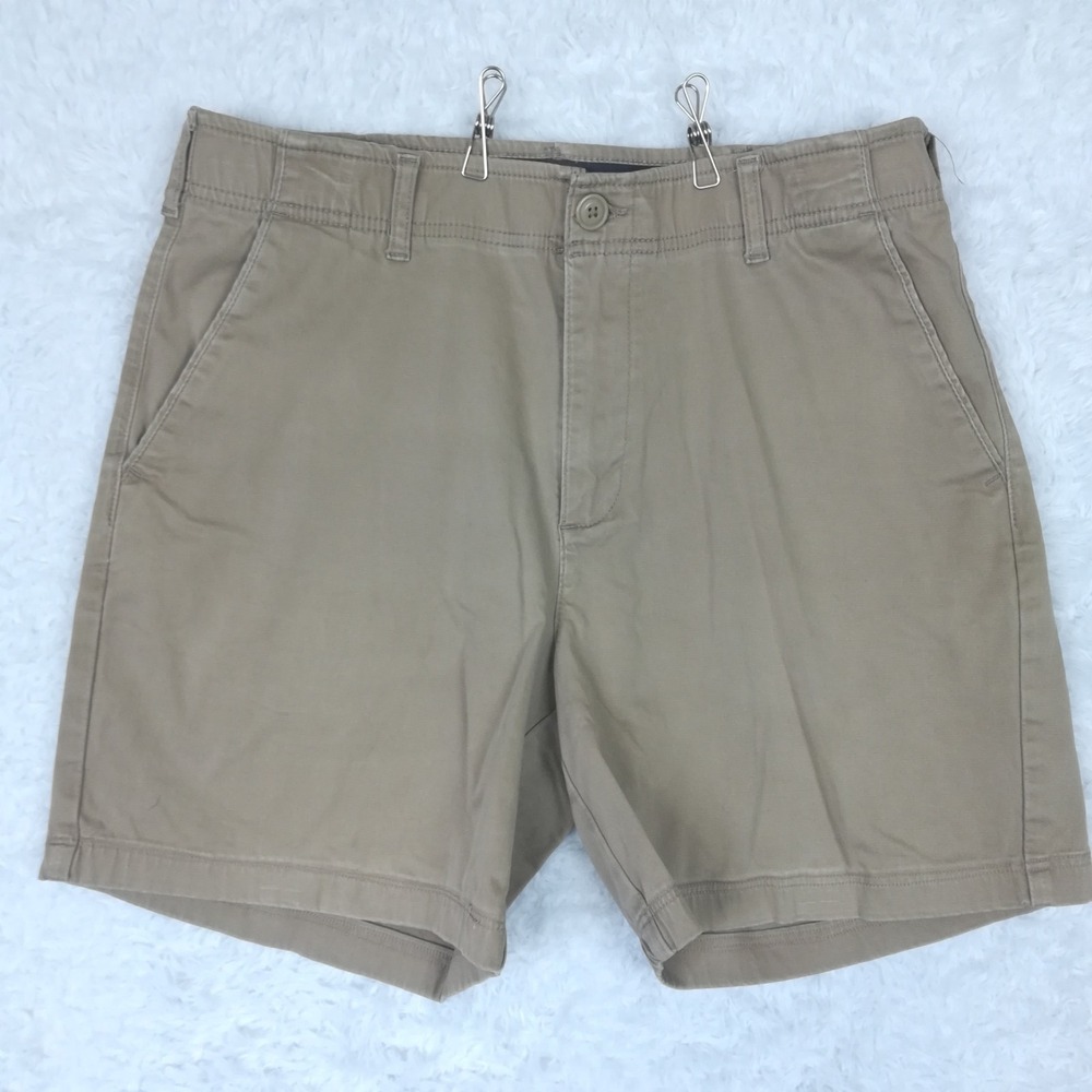 Lee Mens Shorts Chino Extreme Flex Tan Khaki Flat Front Performance 34